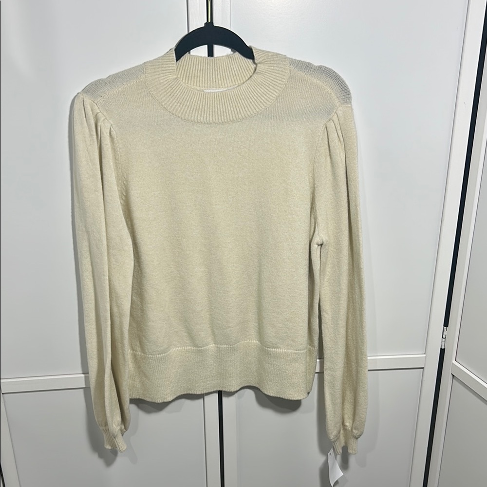 VILA Viril Turtleneck Long Sleeve Puff Sweater Cream Women’s UK XL